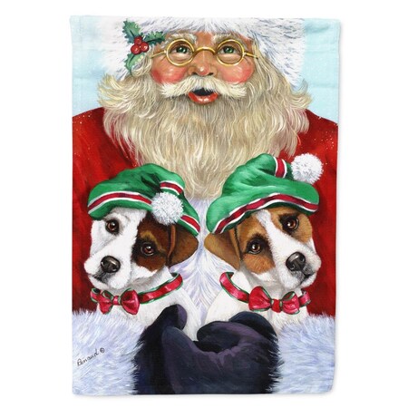 Carolines Treasures 28 x 0.01 x 40 in. Jack Russell Christmas Santa Canvas House Flag PPP3108CHF